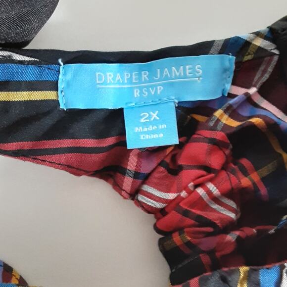 Draper James RSVP LS Bow Back Dress Tartan Plaid 2X Holiday 3/4 Sleeve NWT - Picture 6 of 10